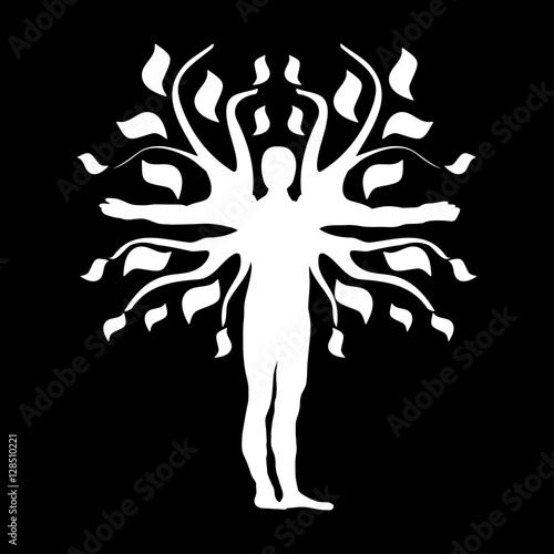 Human Tree Silhouette Icon Symbol Design. Vector illustration isolated on black background. 