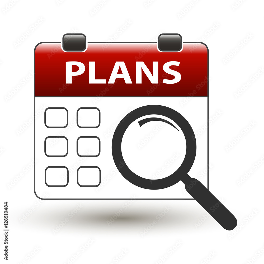 tear-off calendar with magnifying glass with title plans tear-off calendar with magnifying glass with title plans
