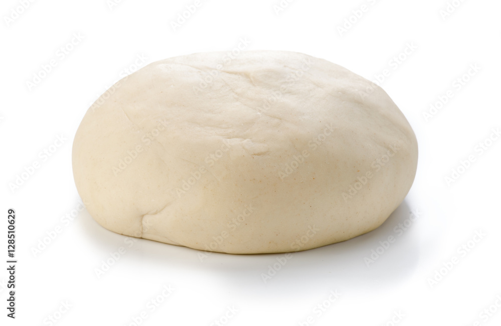 Ball of raw dough isolated on white background