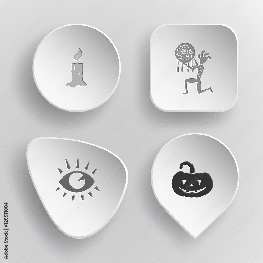 4 images: candle, ethnic little man as shaman, eye, pumpkin. Mys 4 images: candle, ethnic little man as shaman, eye, pumpkin. Mys