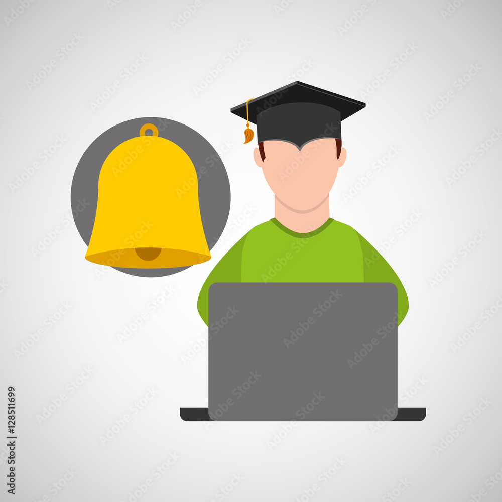 character graduation online education bell vector illustration eps 10