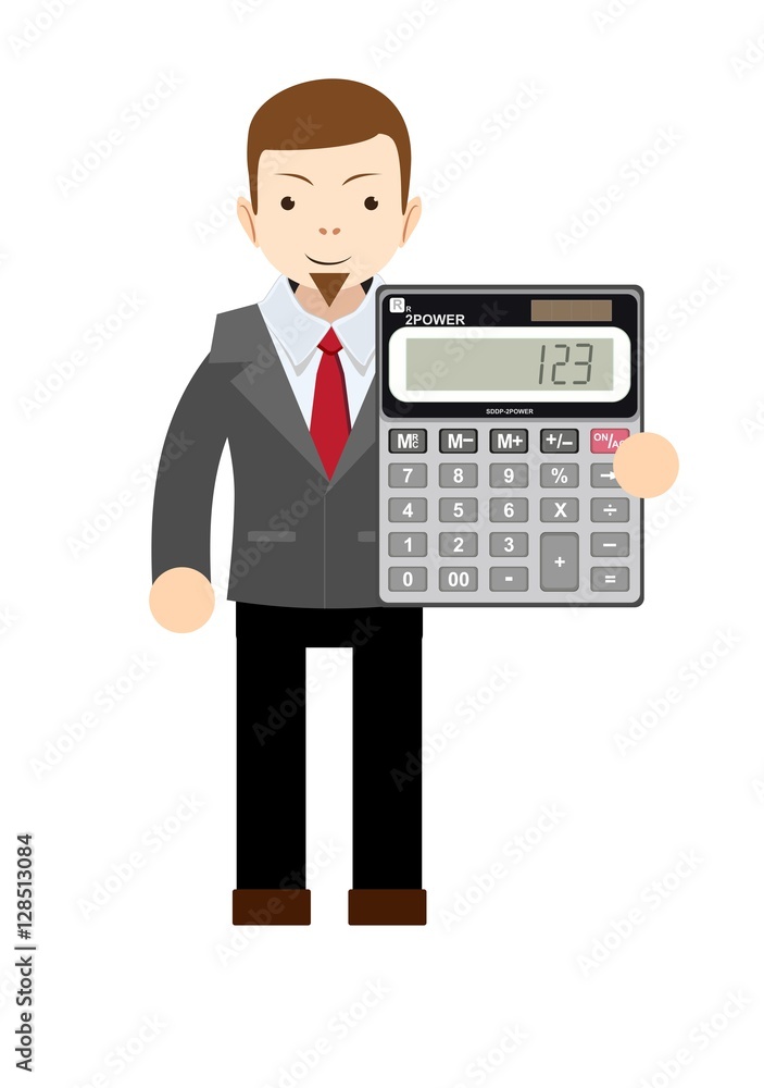 manager shows the calculator to work manager shows the calculator to work