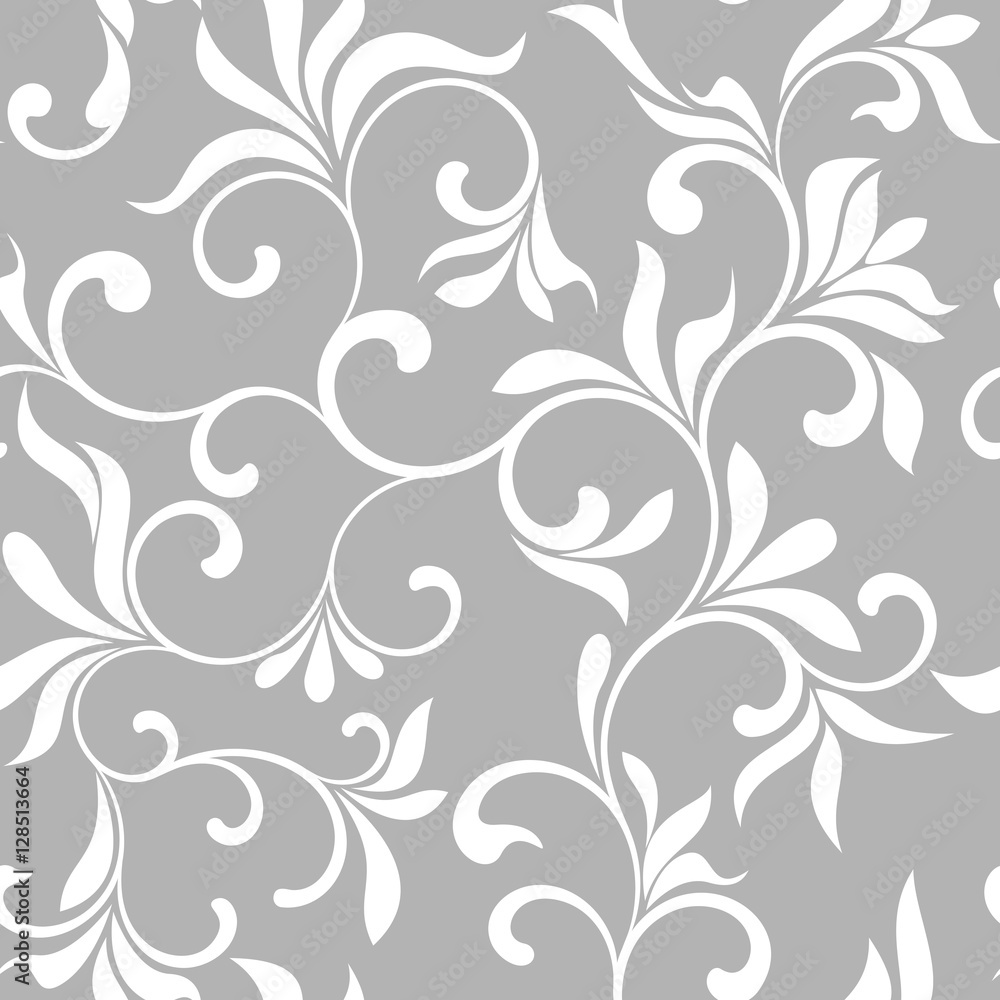 Seamless pattern with white flowers on a gray background Seamless pattern with white flowers on a gray background