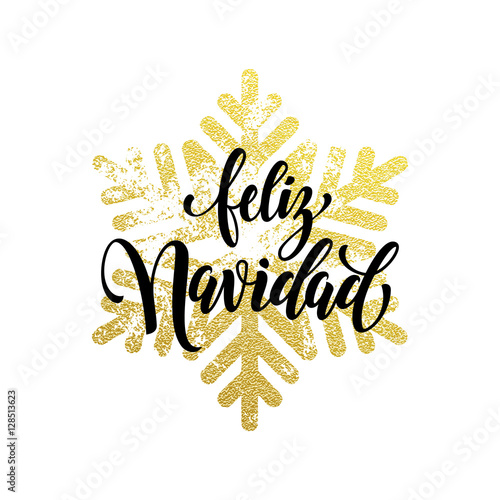 Feliz Navidad golden glitter text calligraphy spanish Christmas