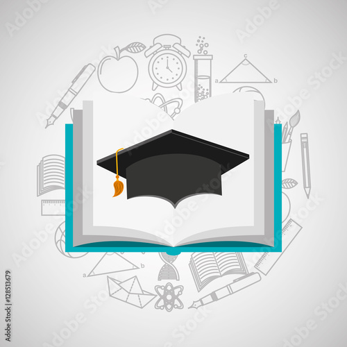 eduation online concept book and graduation cap school background vector illustration eps 10