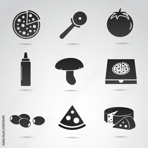 Pizza vector icon set. photo