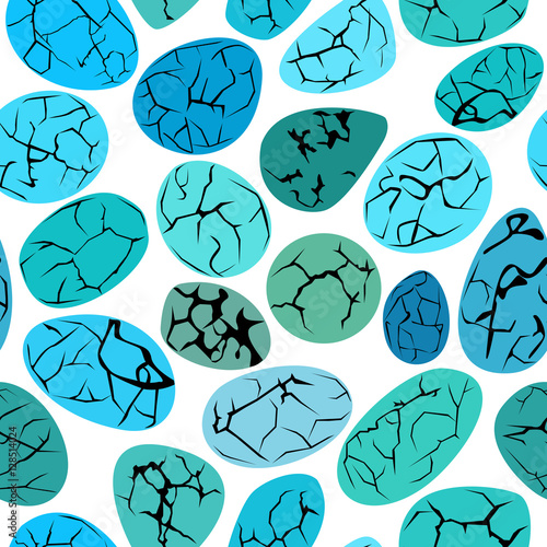 Seamless pattern with turquoise stones on a white background
