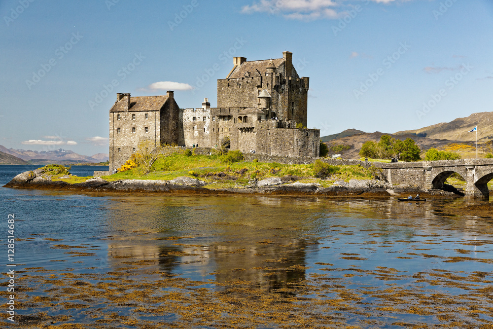 Eilean Donan Castle located in Scotland, UK, beautiful weather