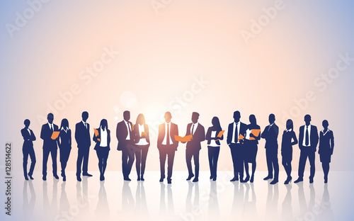 Business People Team Crowd Silhouette Businesspeople Group Human Resources Vector Illustration
