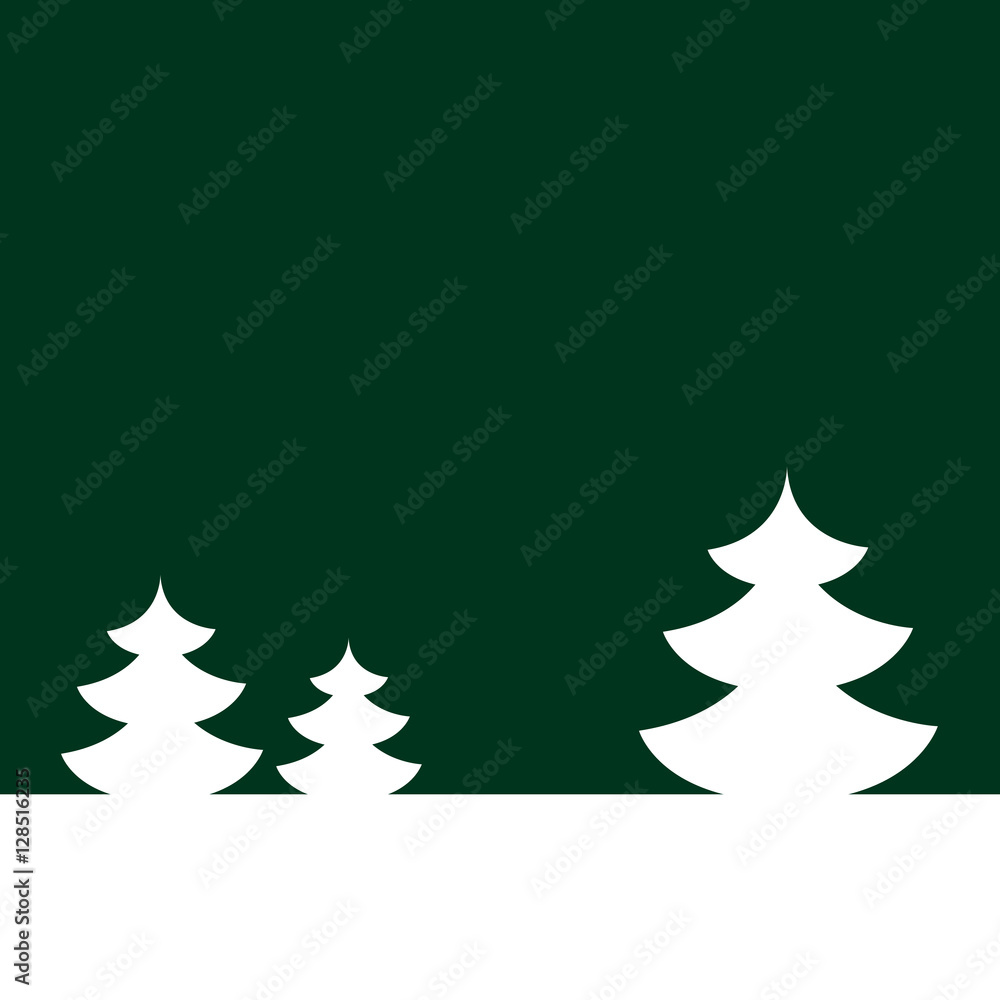 Obraz premium Postcard for Happy New Year. Winter landscape with fir tree. White fir on dark green background. Vector illustration