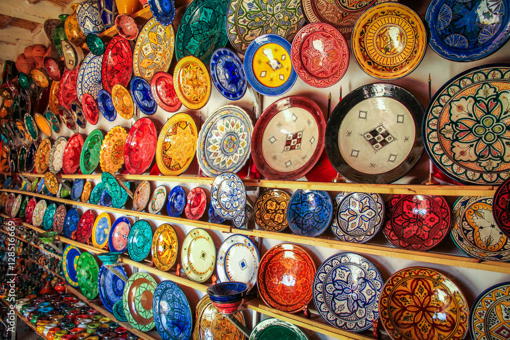 Colourful plates on sale