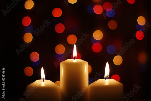 Christmas candles, with bokeh spot lights