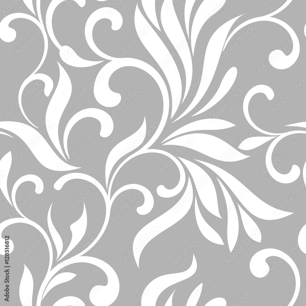 Seamless pattern with white swirls on a gray background Seamless pattern with white swirls on a gray background