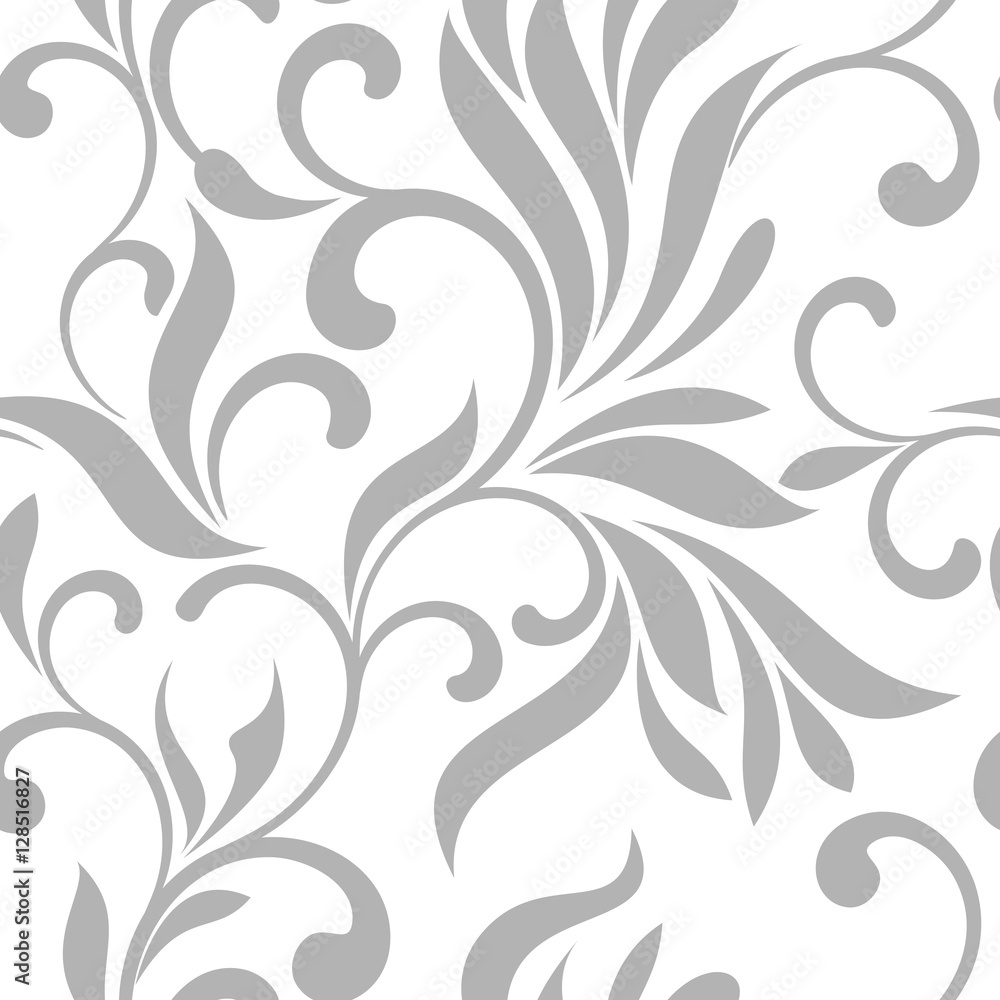 Seamless pattern with gray swirls on a white background Seamless pattern with gray swirls on a white background