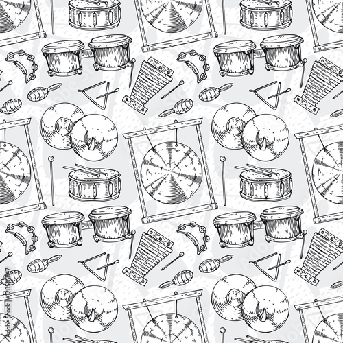 Seamless Pattern. Percussion Musical Instruments