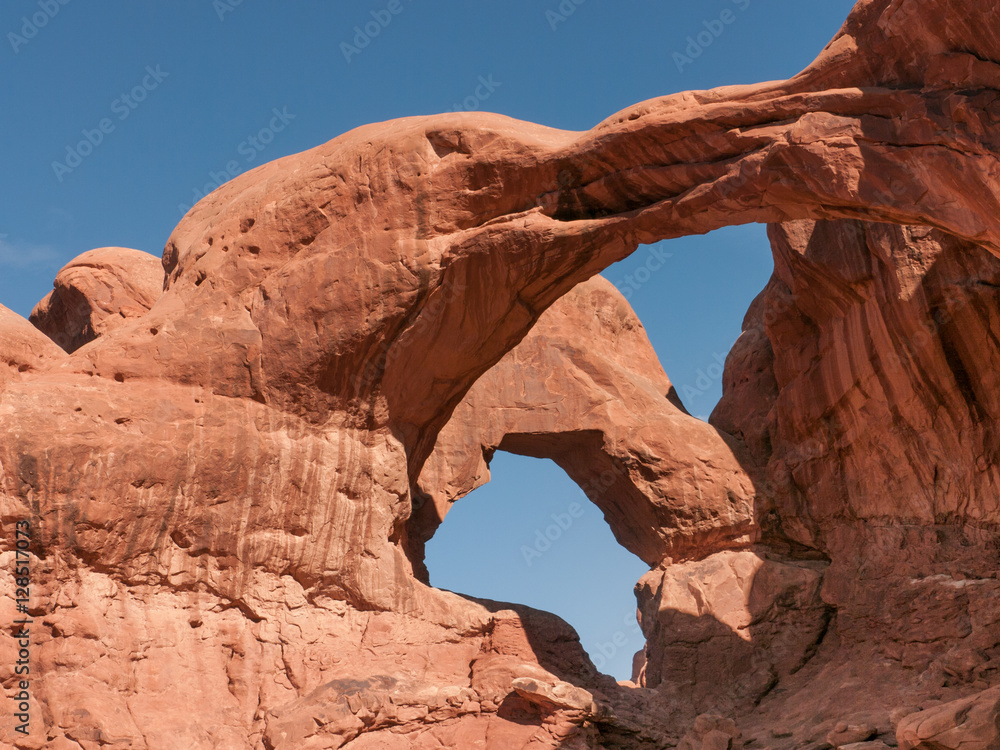 Closeup of Double Arch in the Windows Section of Arches National Park Utah