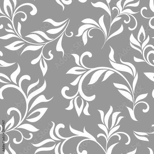 Seamless floral pattern on a gray background