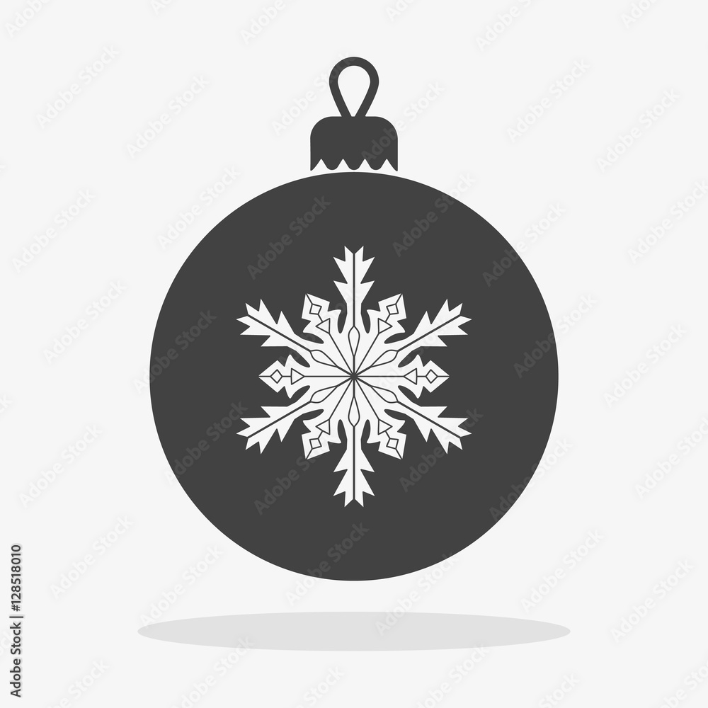 Christmas ball with snowflake Icon flat vector Christmas ball with snowflake Icon flat vector