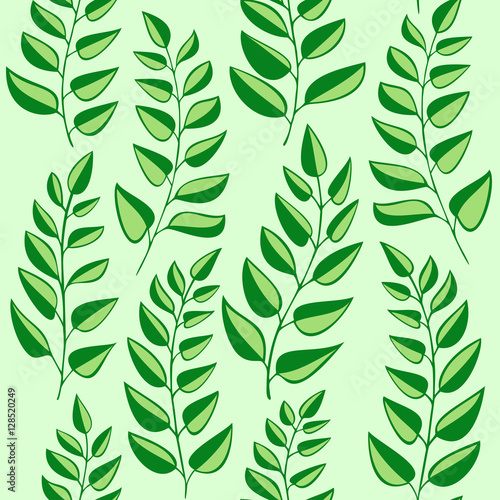 Seamless pattern with fern on green background © irina_omelchak