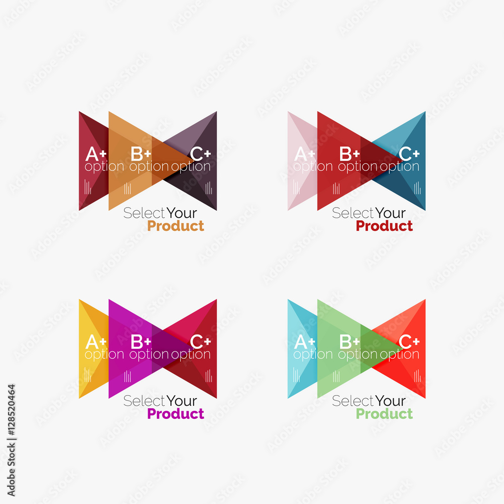Set of triangle geometric business infographic templates Set of triangle geometric business infographic templates