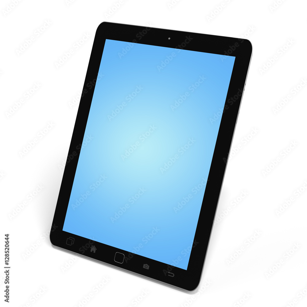 Modern digital black tablet on white background 3D rendering Modern digital black tablet on white background 3D rendering