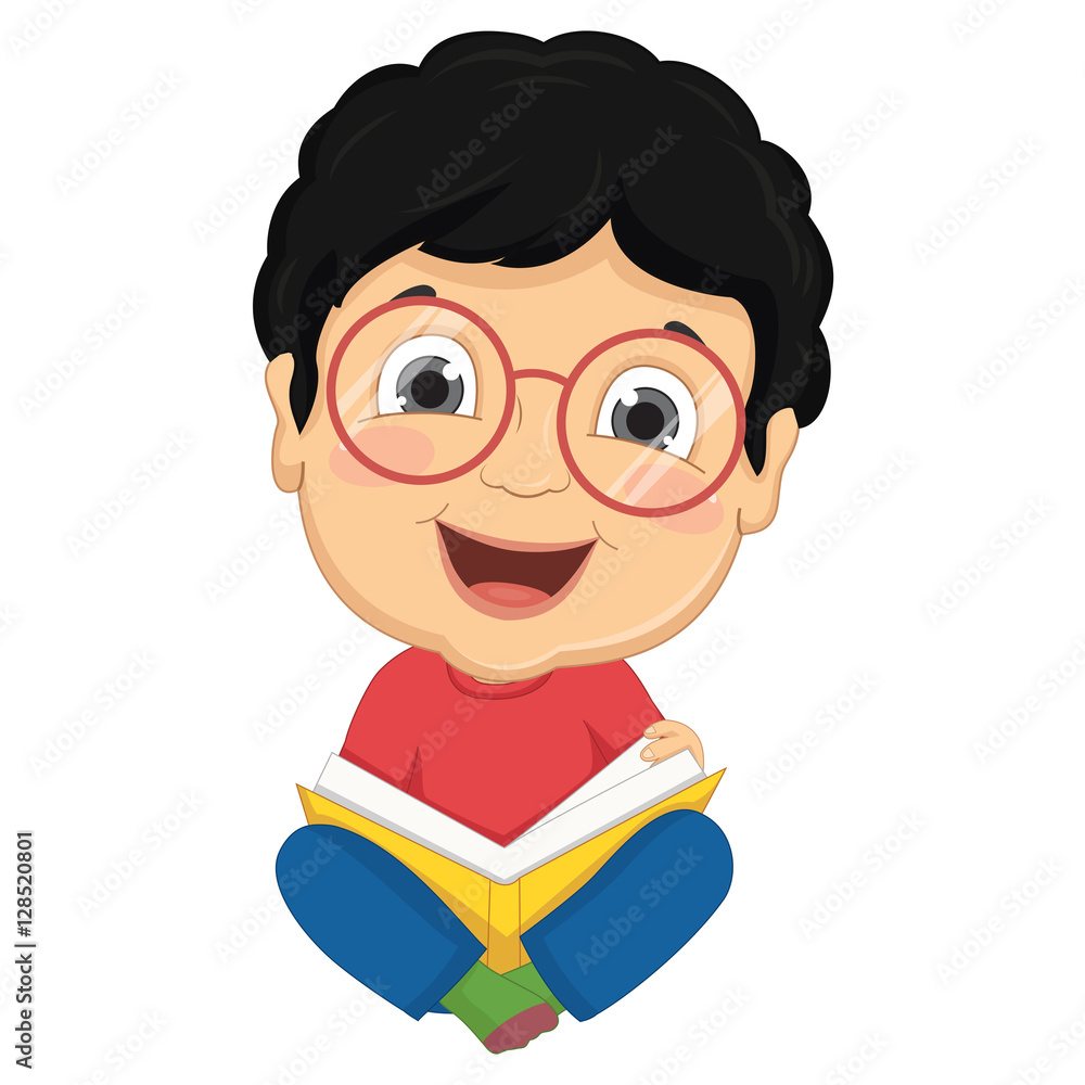 Vector Illustration Of Kid Reading Book