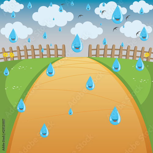 Vector Illustration Of Rainy Background