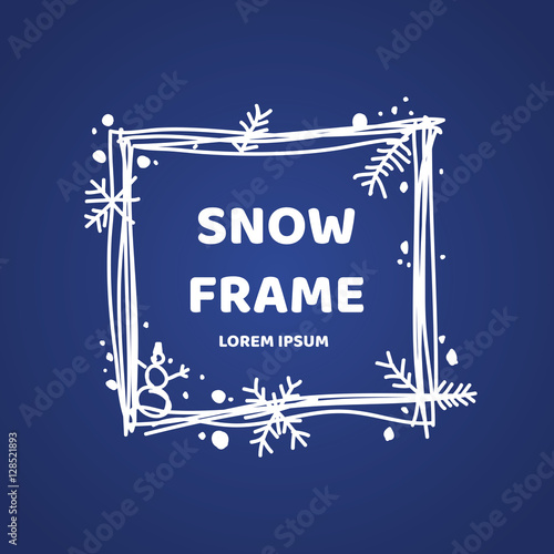 Winter hand drawn frame. Element for your xmas design.