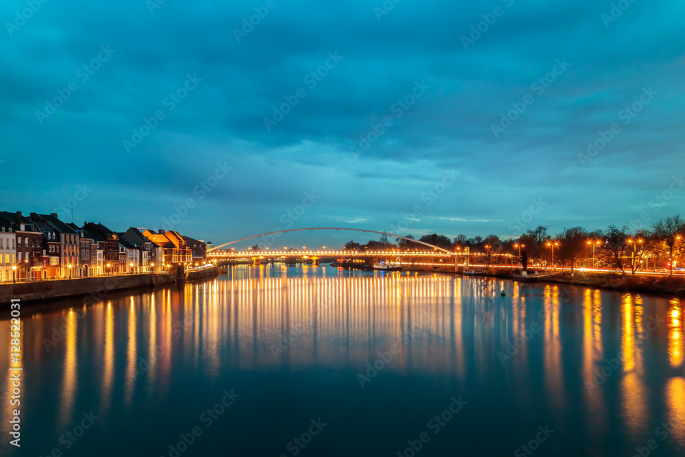 Evening view at the Maas river in the Dutch city of Maastricht