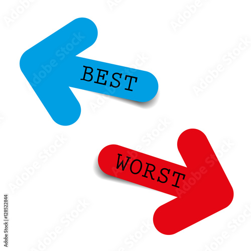 The Best and worst color arrows on white background