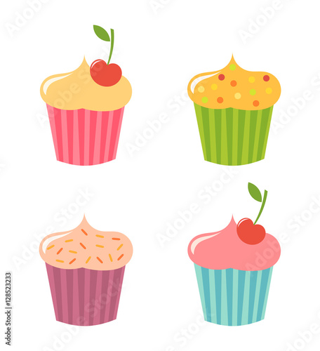 Cupcakes icons set