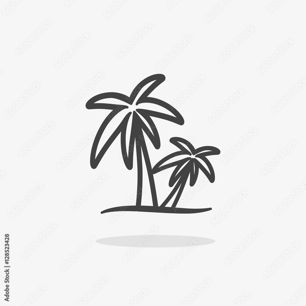 icon palm gray shadow vector