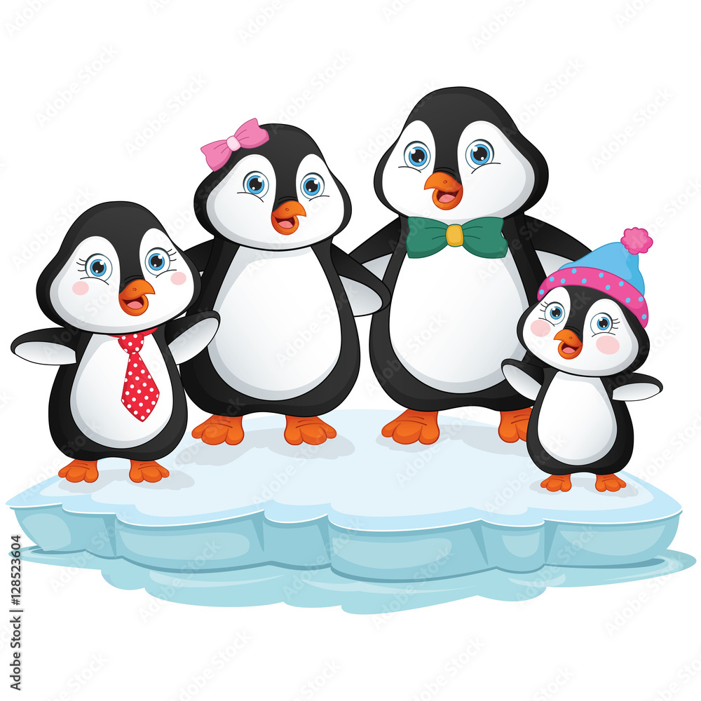 Vector Illustration Of Cartoon Penguin Family Vector Illustration Of Cartoon Penguin Family