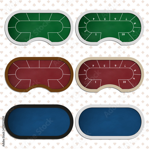 Poker and Casino. Set poker tables in different colors. Background and pattern for making your online application.