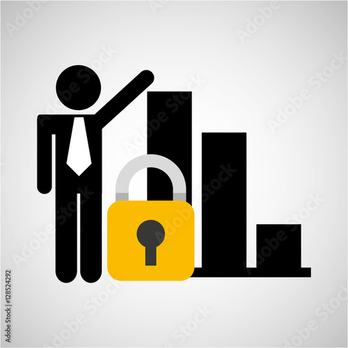 man silhouette business statistics protection vector illustration eps 10