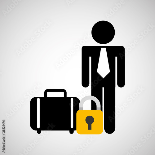 man silhouette suitcase protection icon vector illustration eps 10 photo