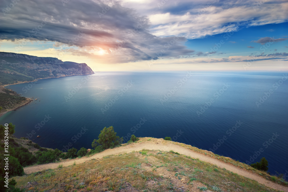 Fototapeta premium Beautiful seascape and mountains.