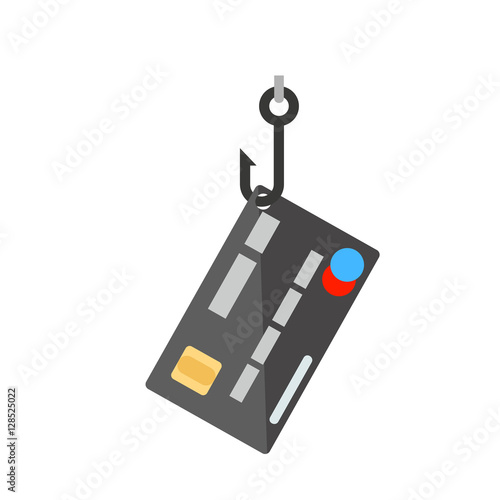 Plastic credit card on hook icon