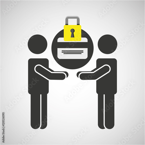 silhouette men card bank internet safety vector illustration eps 10