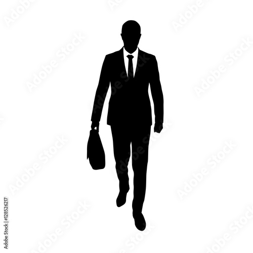 Businessman walking with briefcase in his hand, abstract vector