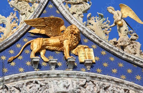 Basilica of San Marco with the great winged lion symbol of Venic