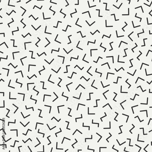 Retro memphis geometric line shapes seamless patterns. Hipster fashion 80-90s. Abstract jumble textures. Black and white. Zigzag lines. Memphis style for printing, website, fabric design, poster.