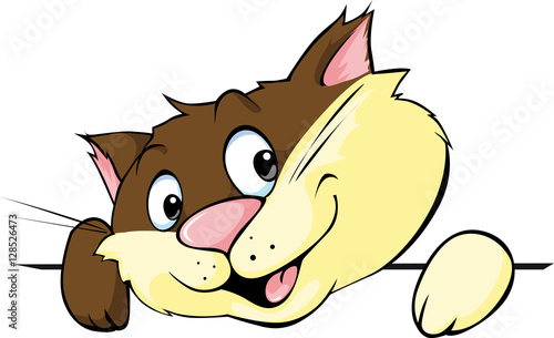 cute brown cat peeking - vector illustration