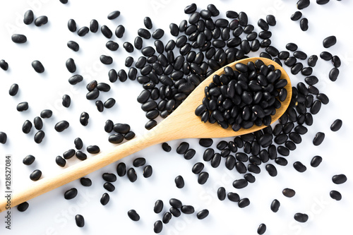 black beans grain on white background