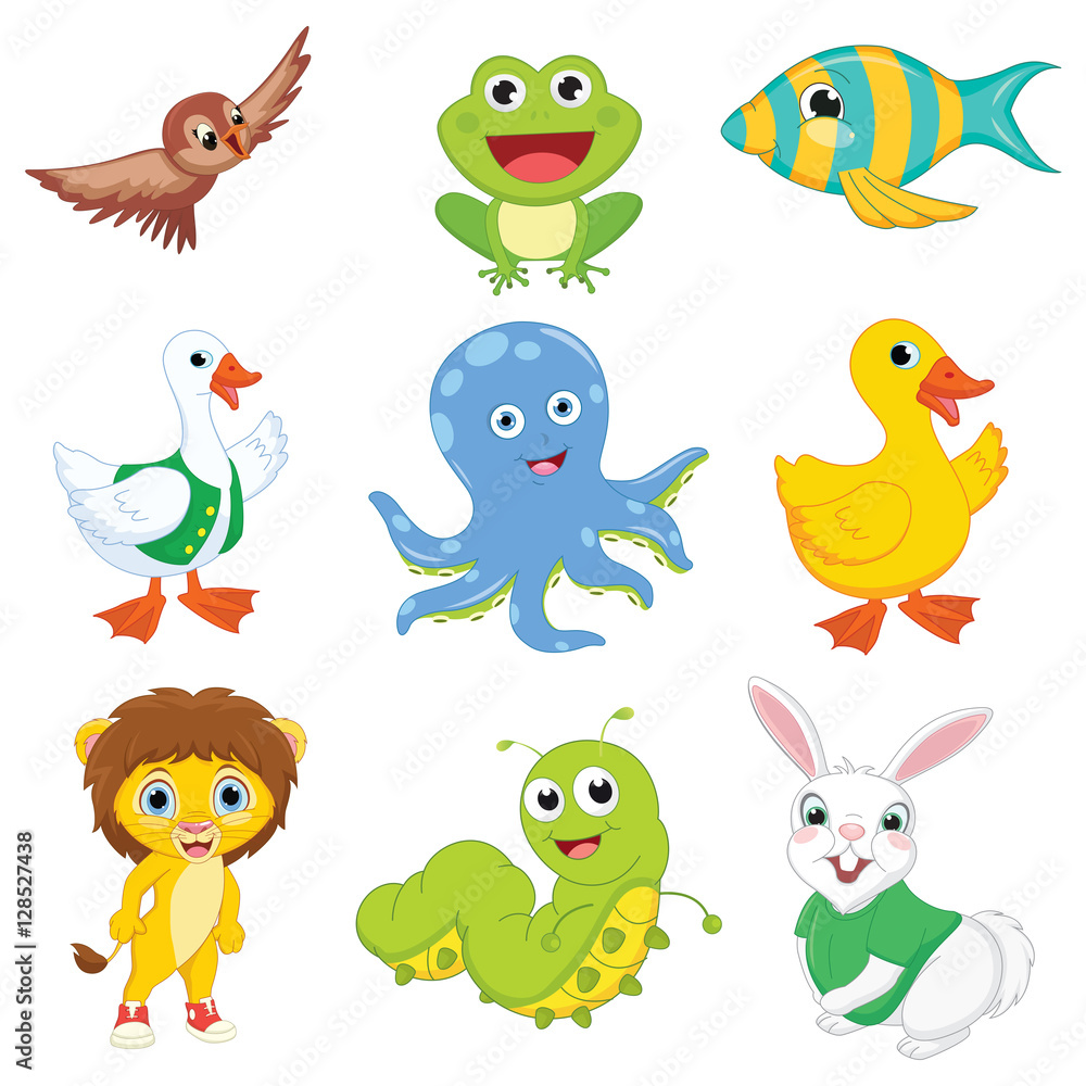 Vector Illustration Of Cartoon Animals Vector Illustration Of Cartoon Animals