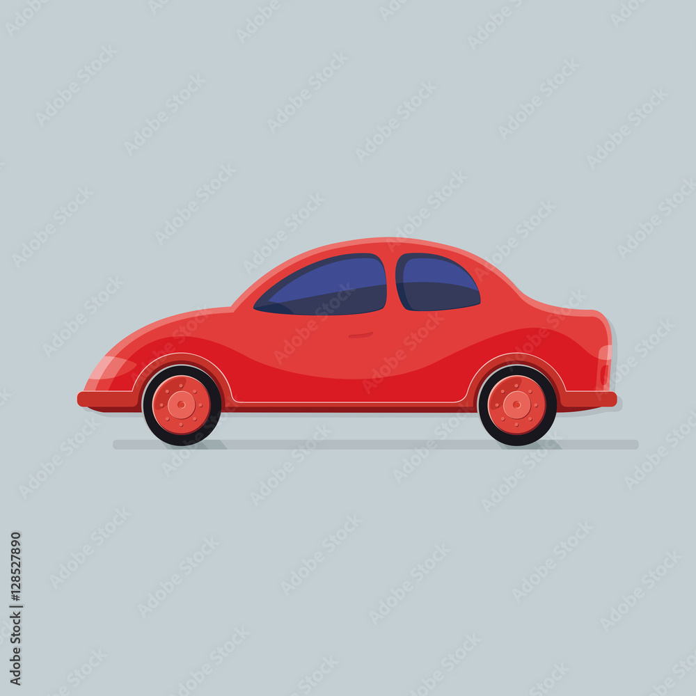 Transportation. Red car isolated background. Flat icon vector il
