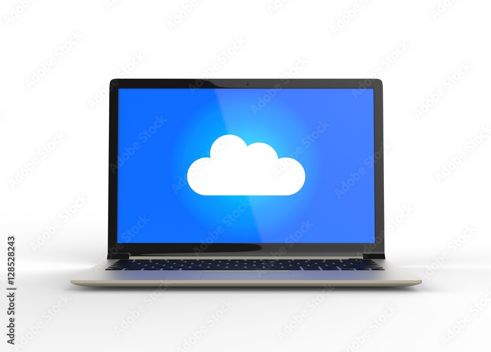 3D Isolated Blue Online Cloud Laptop. Share Business Network Con 3D Isolated Blue Online Cloud Laptop. Share Business Network Con