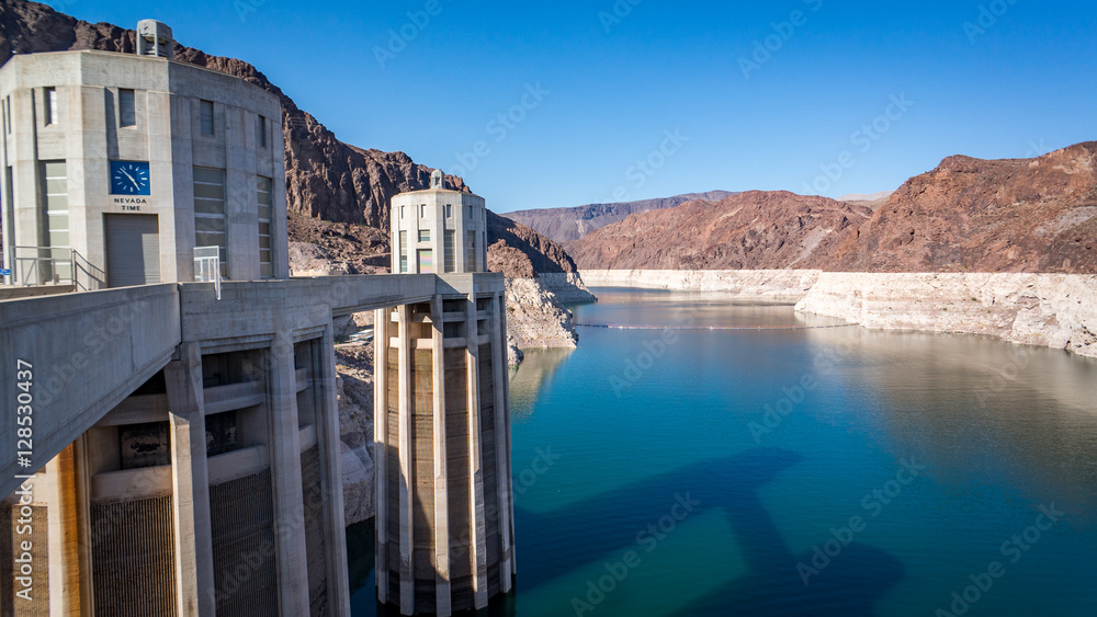 Water intake towers in Hoover Dam, Nevada, USA