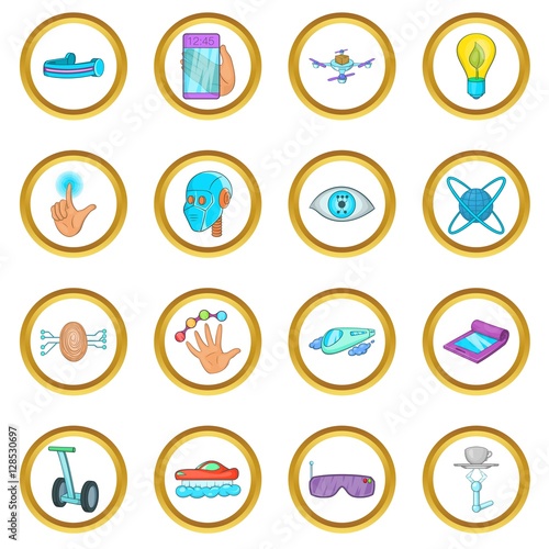 New technologies vector set in cartoon style isolated on white background