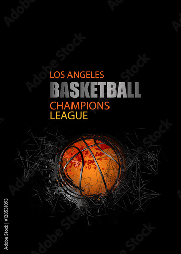 Cover for basketball. Geometric, polygon background. Design banner template for basketball. EPS file is layered.